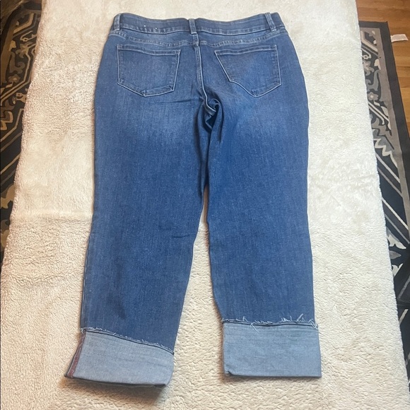 Ricki’s Blue Distressed Cropped Large Cuff Jeans sz 12 Like New - Picture 9 of 10